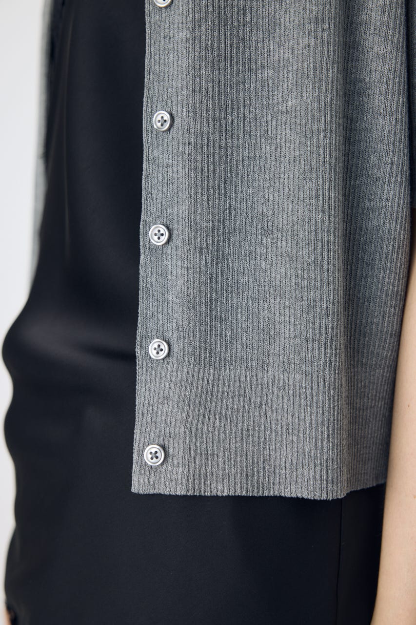 シアーリブ5分袖カーディガン T.GRY S