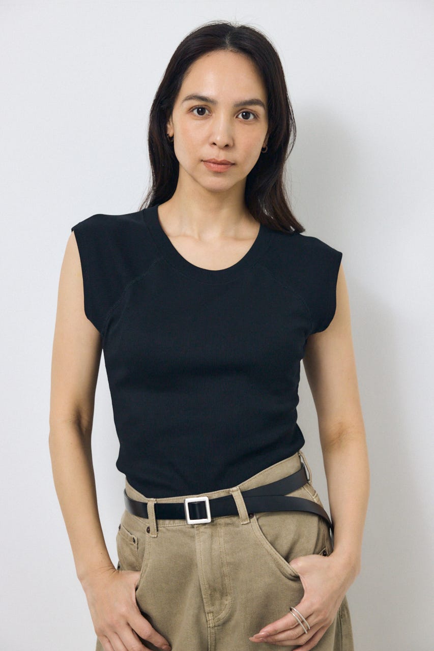 カップ付きノースリーブトップス BLK S