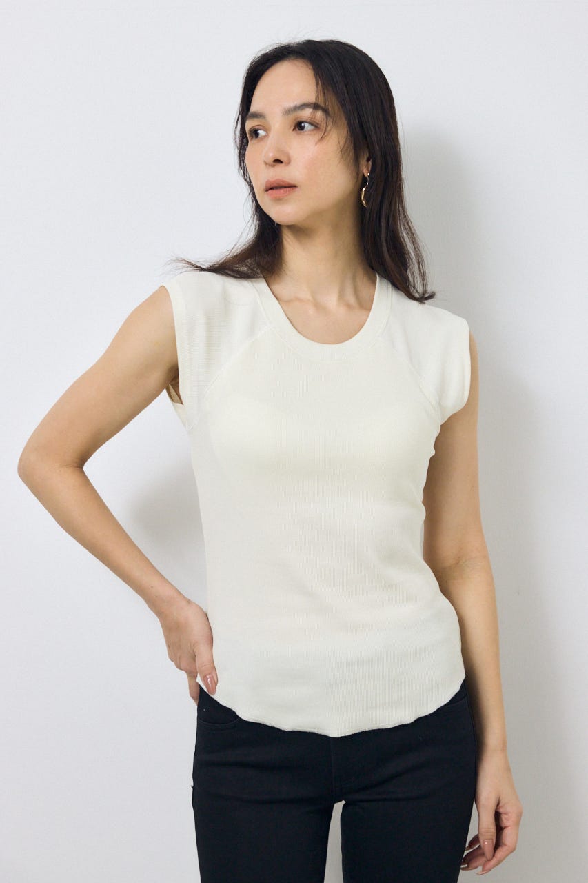 カップ付きノースリーブトップス O/WHT S