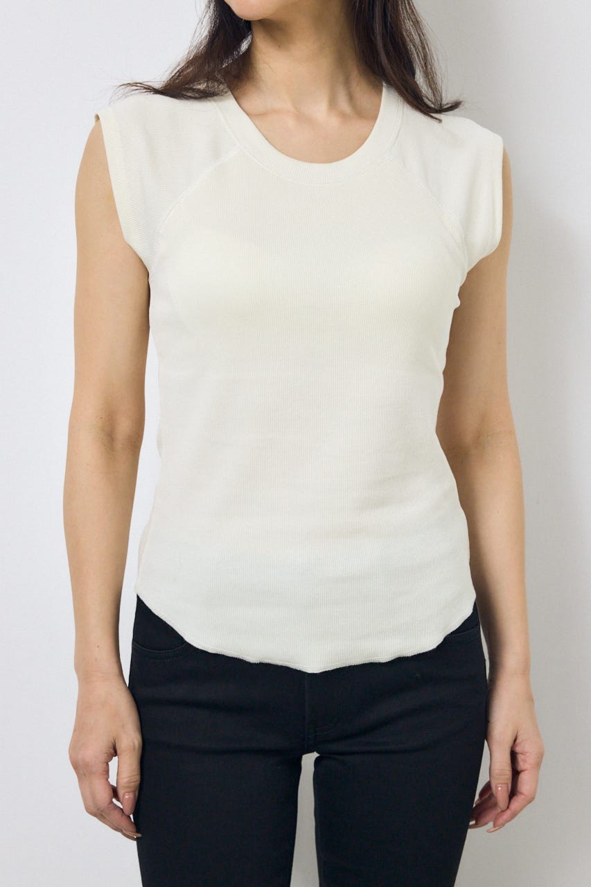 カップ付きノースリーブトップス O/WHT S