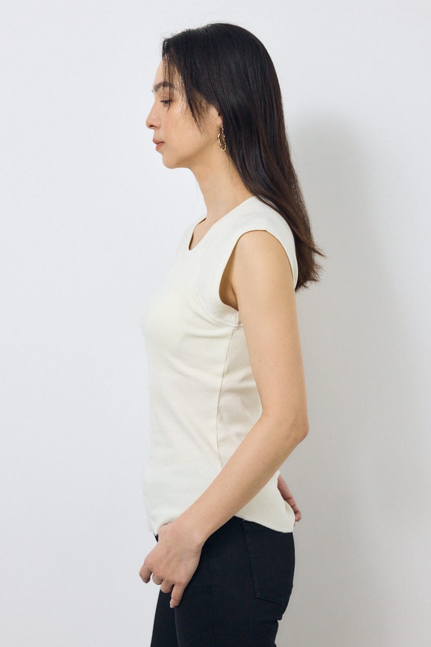 カップ付きノースリーブトップス O/WHT S