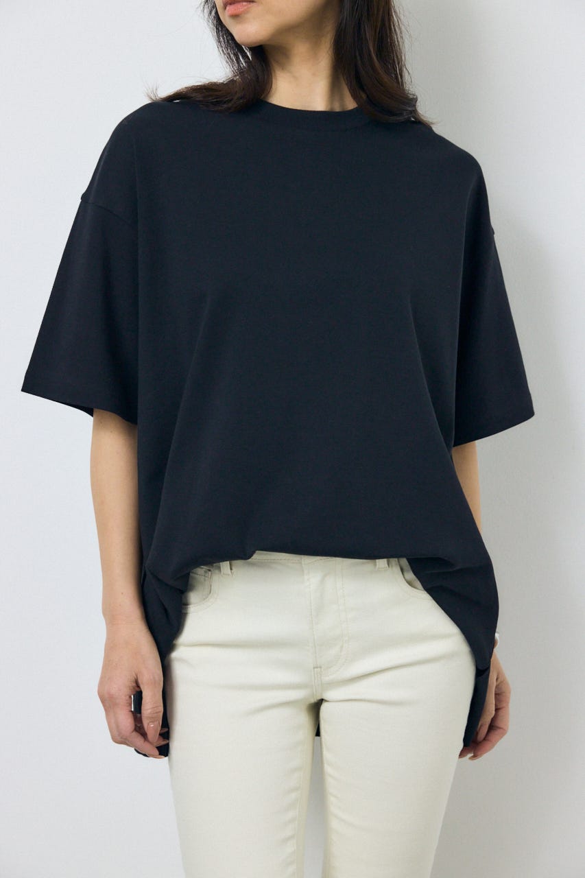 プレミアムコットンオーバーシルエットTシャツ BLK S
