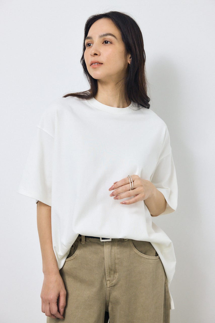 プレミアムコットンオーバーシルエットTシャツ O/WHT M