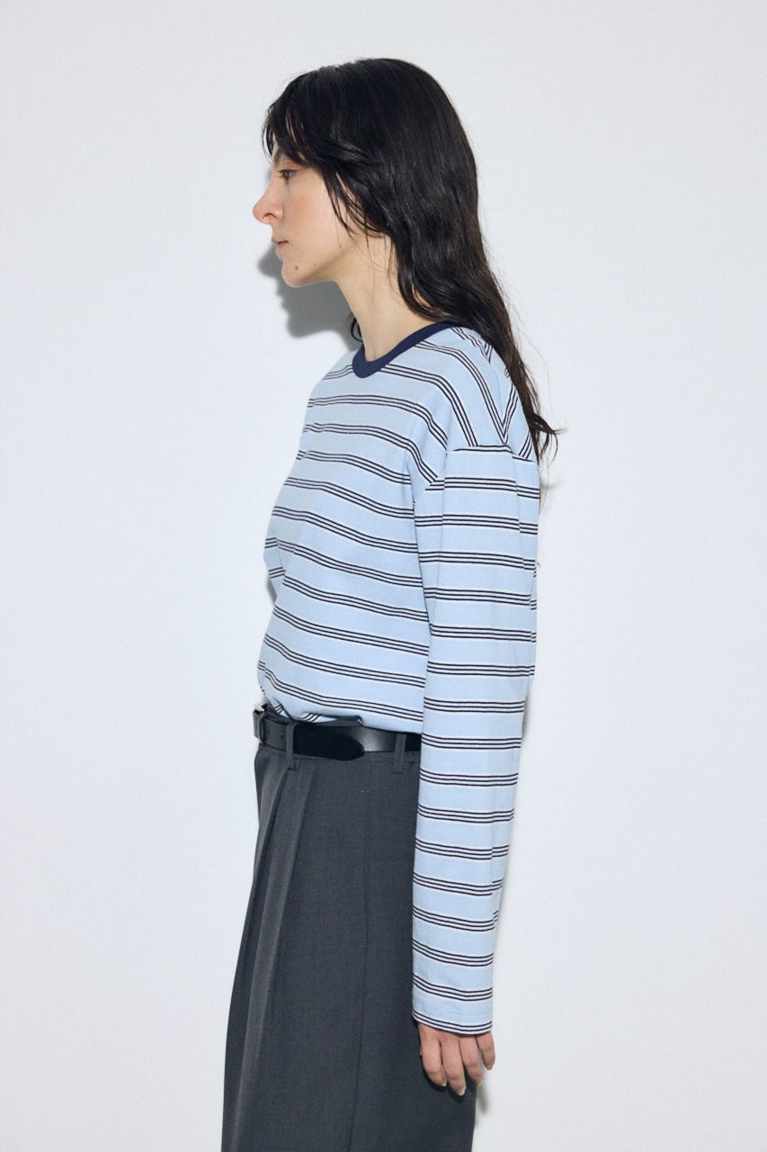 マルチボーダー長袖トップス 柄BLU FREE