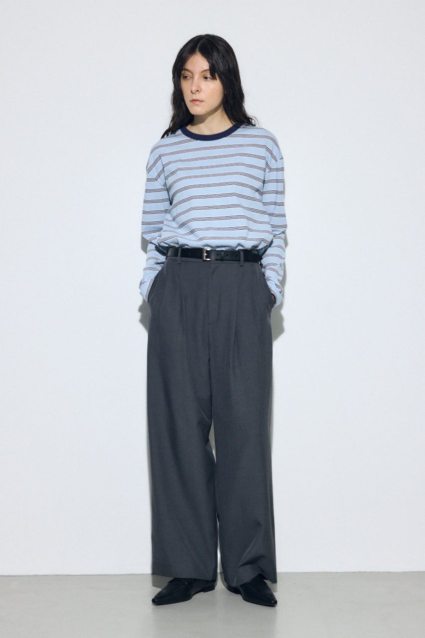 マルチボーダー長袖トップス 柄BLU FREE