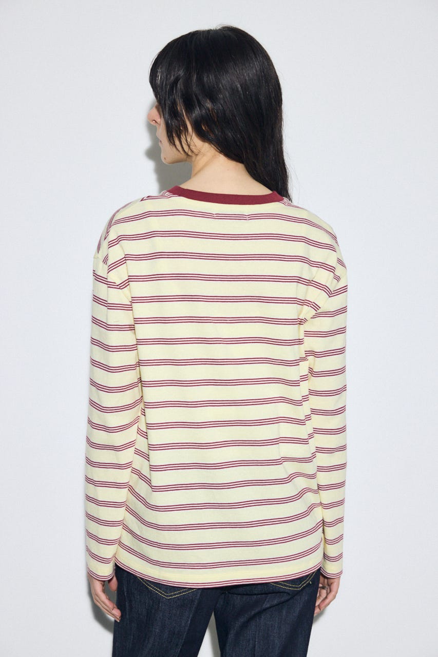 マルチボーダー長袖トップス 柄YEL FREE