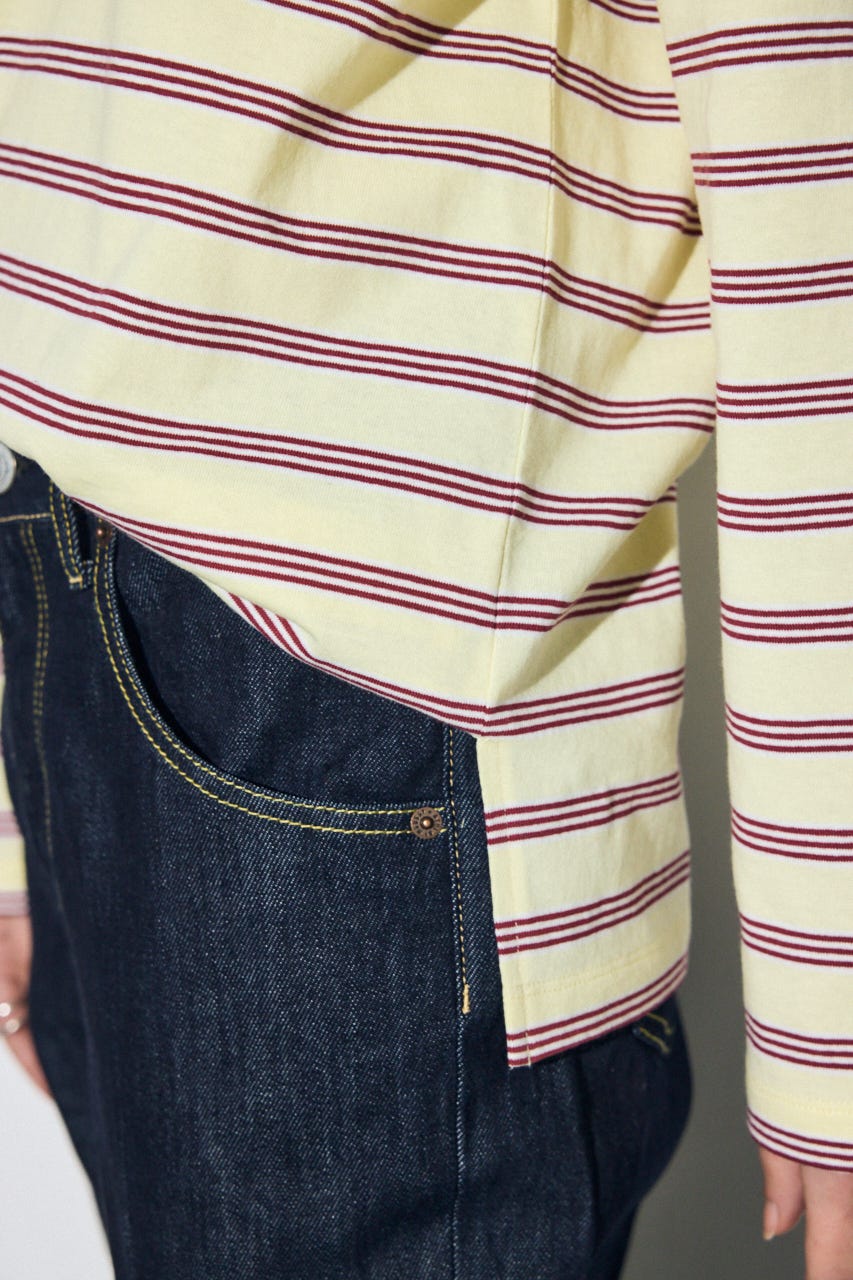 マルチボーダー長袖トップス 柄YEL FREE