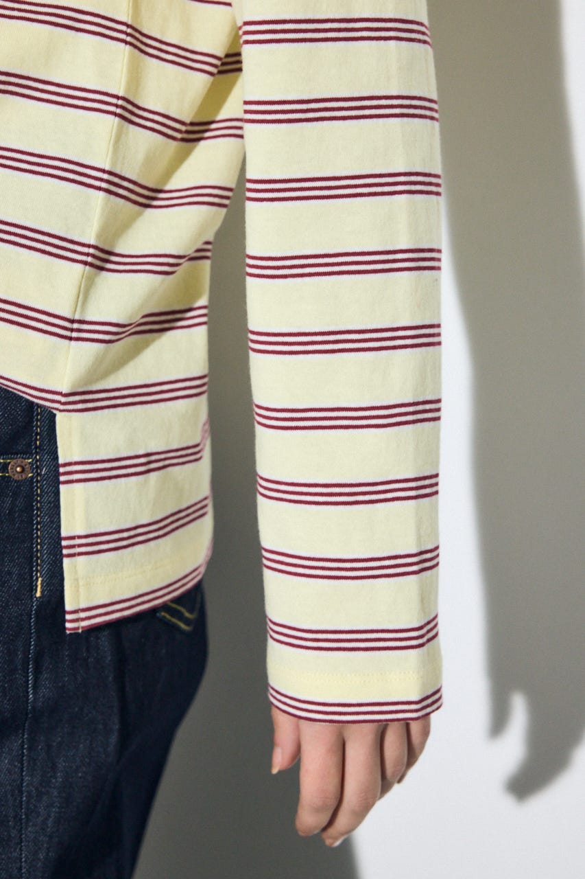 マルチボーダー長袖トップス 柄YEL FREE