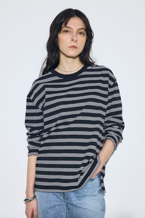 マルチボーダー長袖トップス