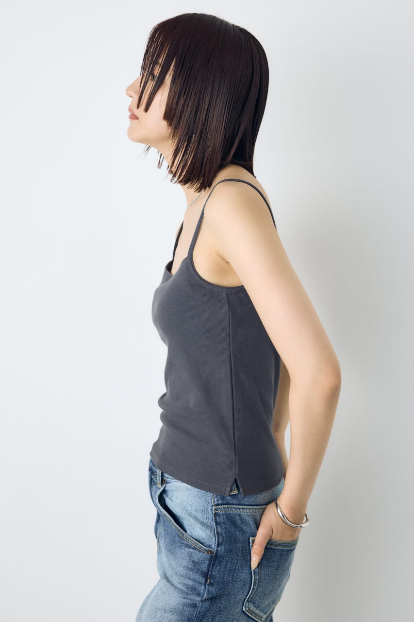 カップ付リブキャミソール L/BLK S