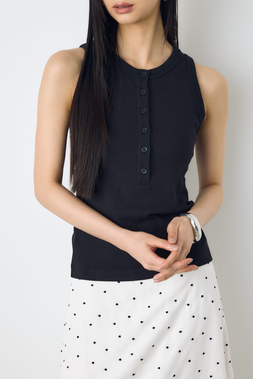 ヘンリーネックタンクトップ BLK S
