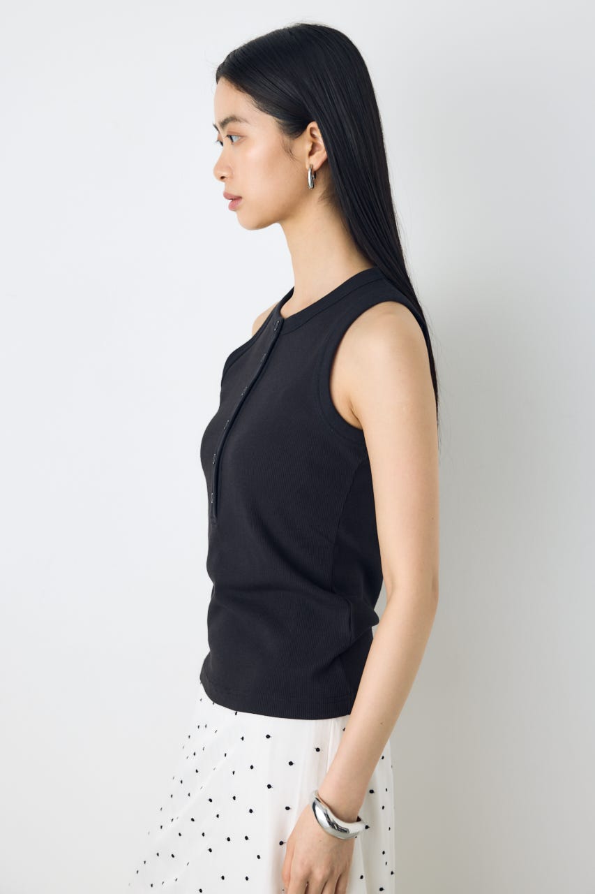 ヘンリーネックタンクトップ BLK S