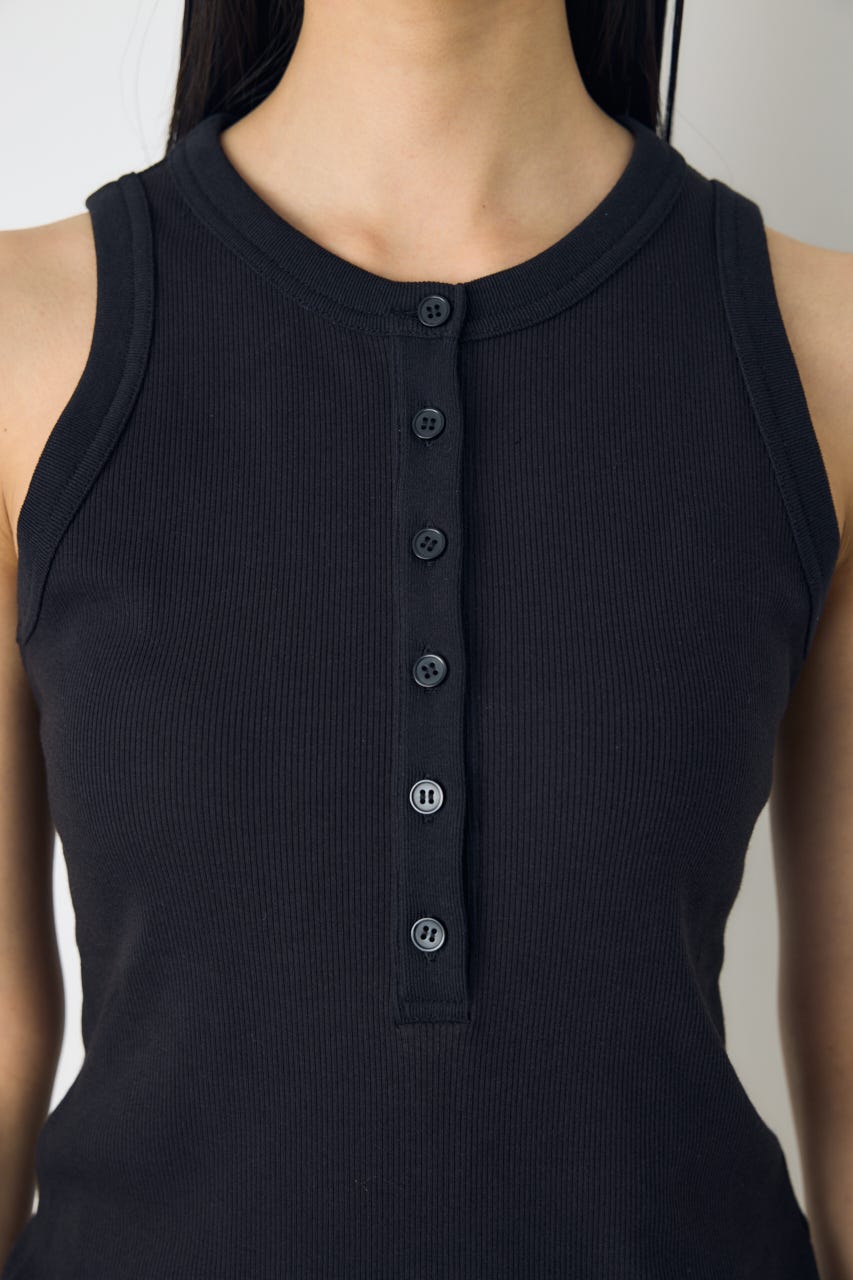 ヘンリーネックタンクトップ BLK S