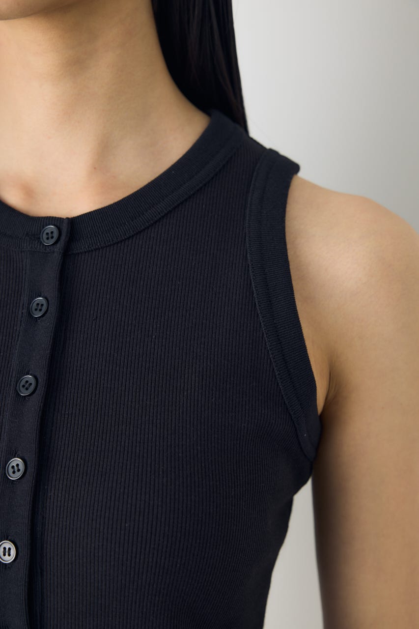 ヘンリーネックタンクトップ BLK S