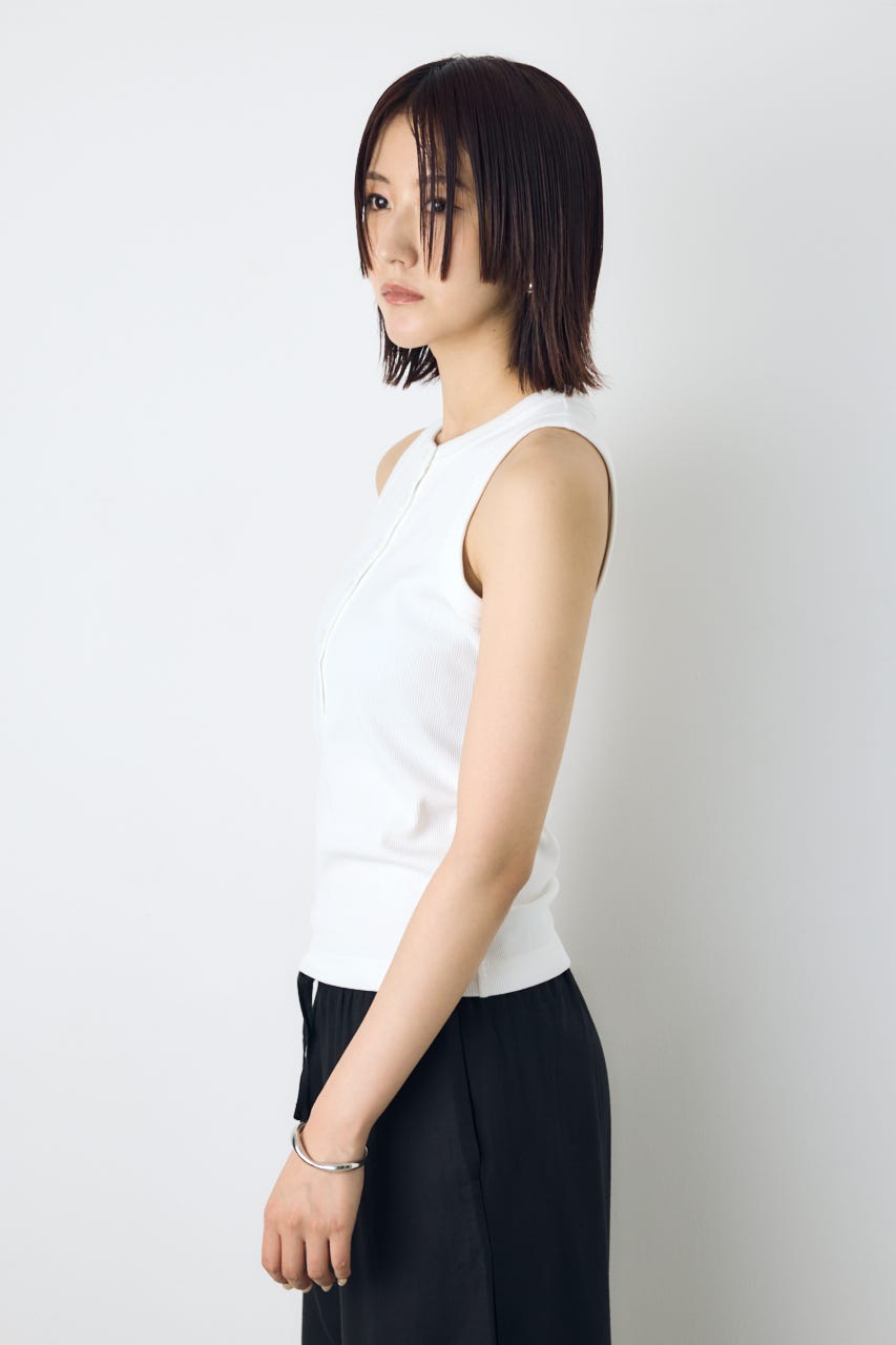 ヘンリーネックタンクトップ O/WHT S