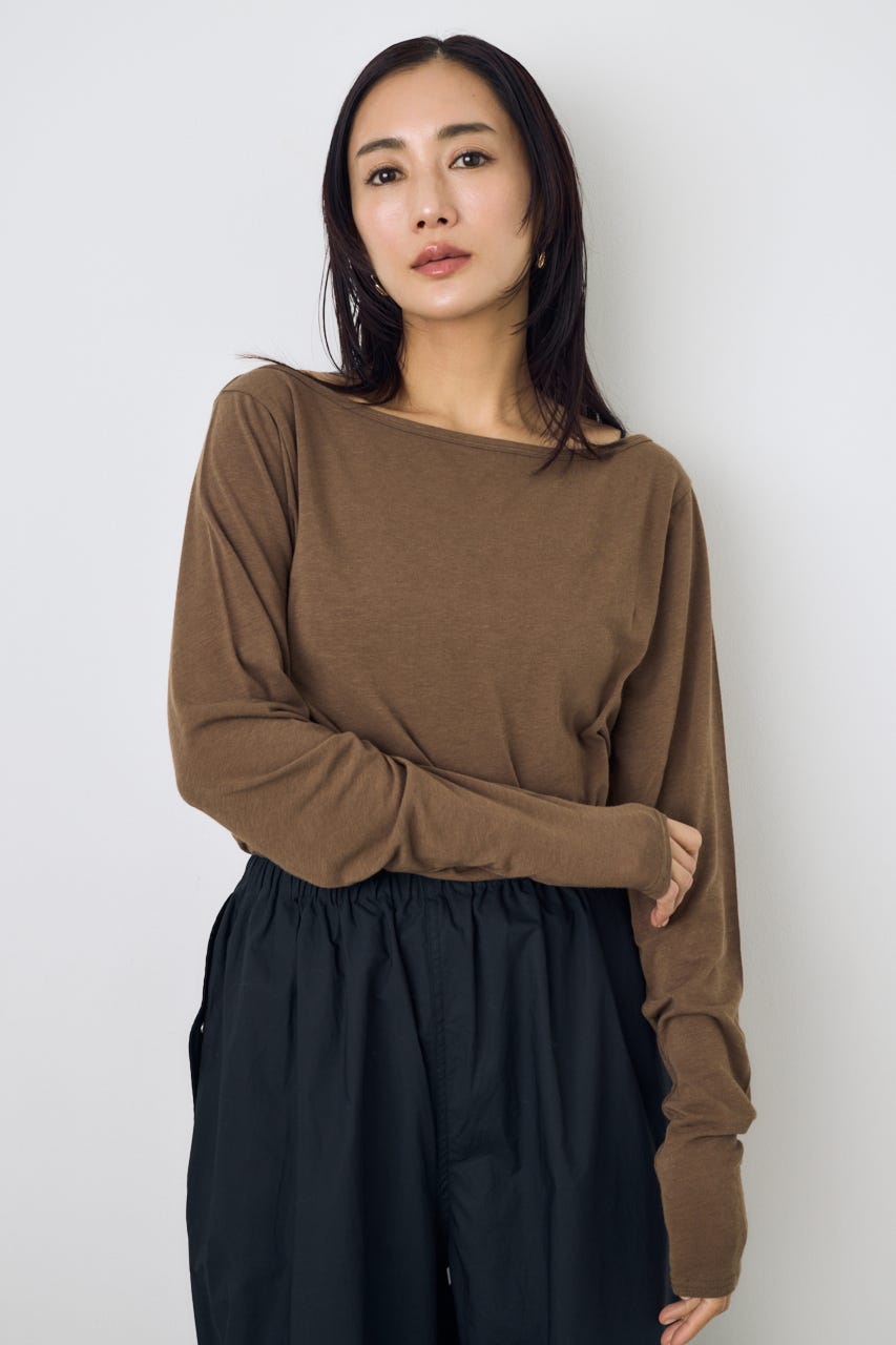 シアーカットオフショルトップス BRN M