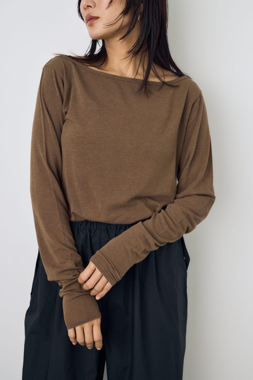 シアーカットオフショルトップス BRN M