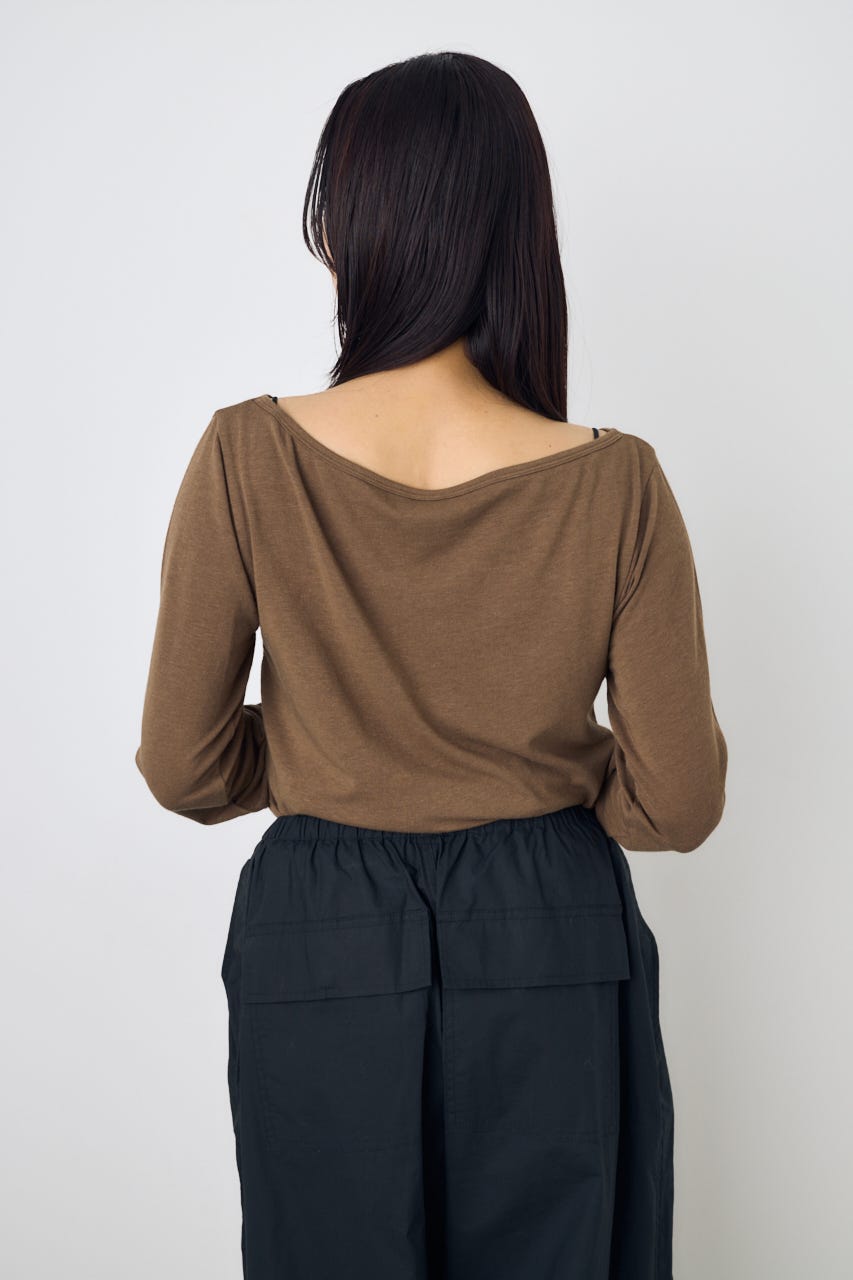 シアーカットオフショルトップス BRN M