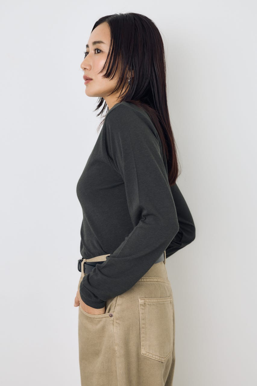 シアーカットオフショルトップス L/BLK S