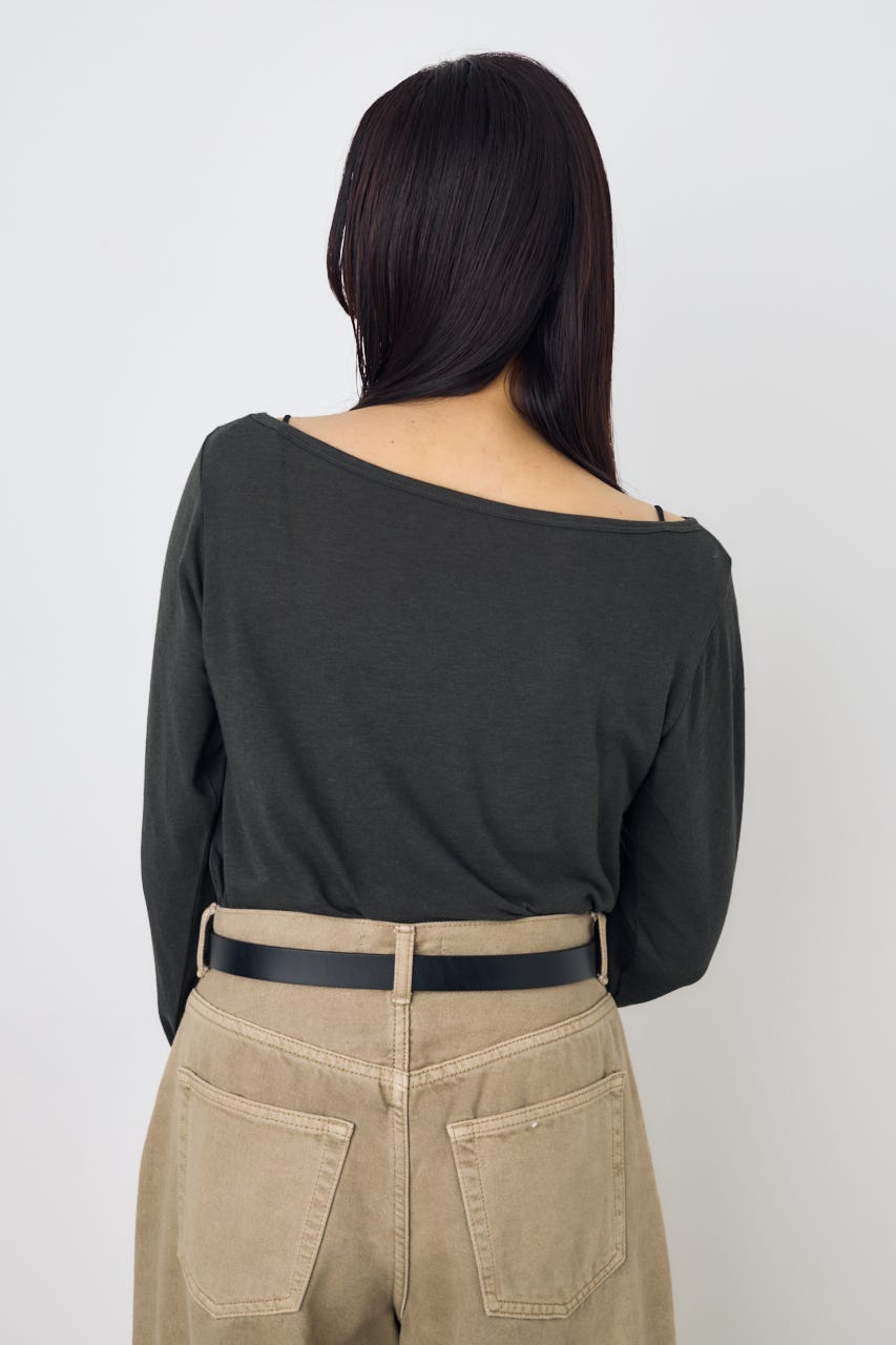 シアーカットオフショルトップス L/BLK S