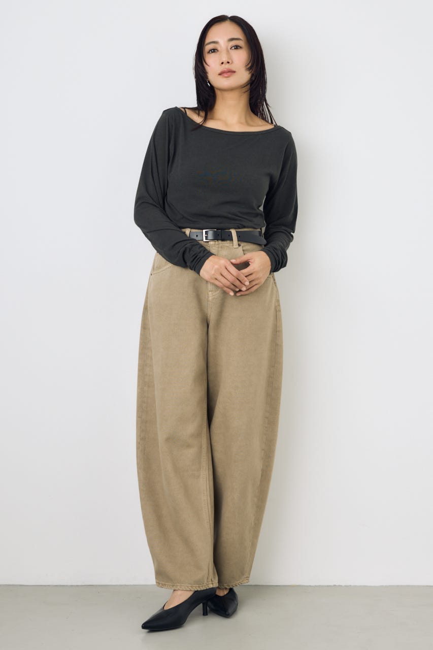 シアーカットオフショルトップス L/BLK S