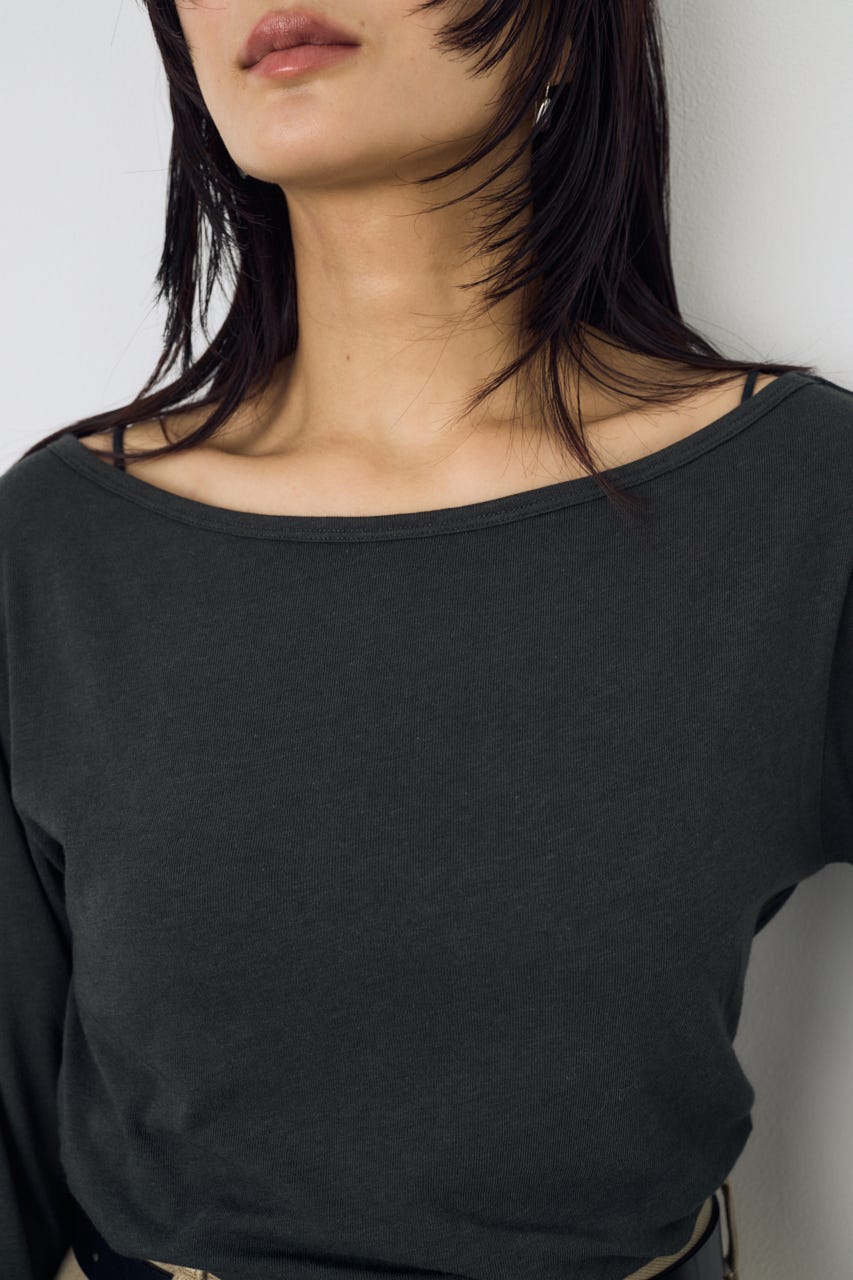 シアーカットオフショルトップス L/BLK S