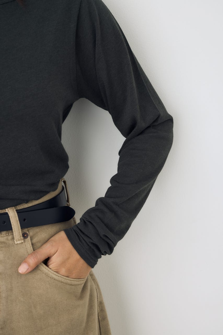 シアーカットオフショルトップス L/BLK S