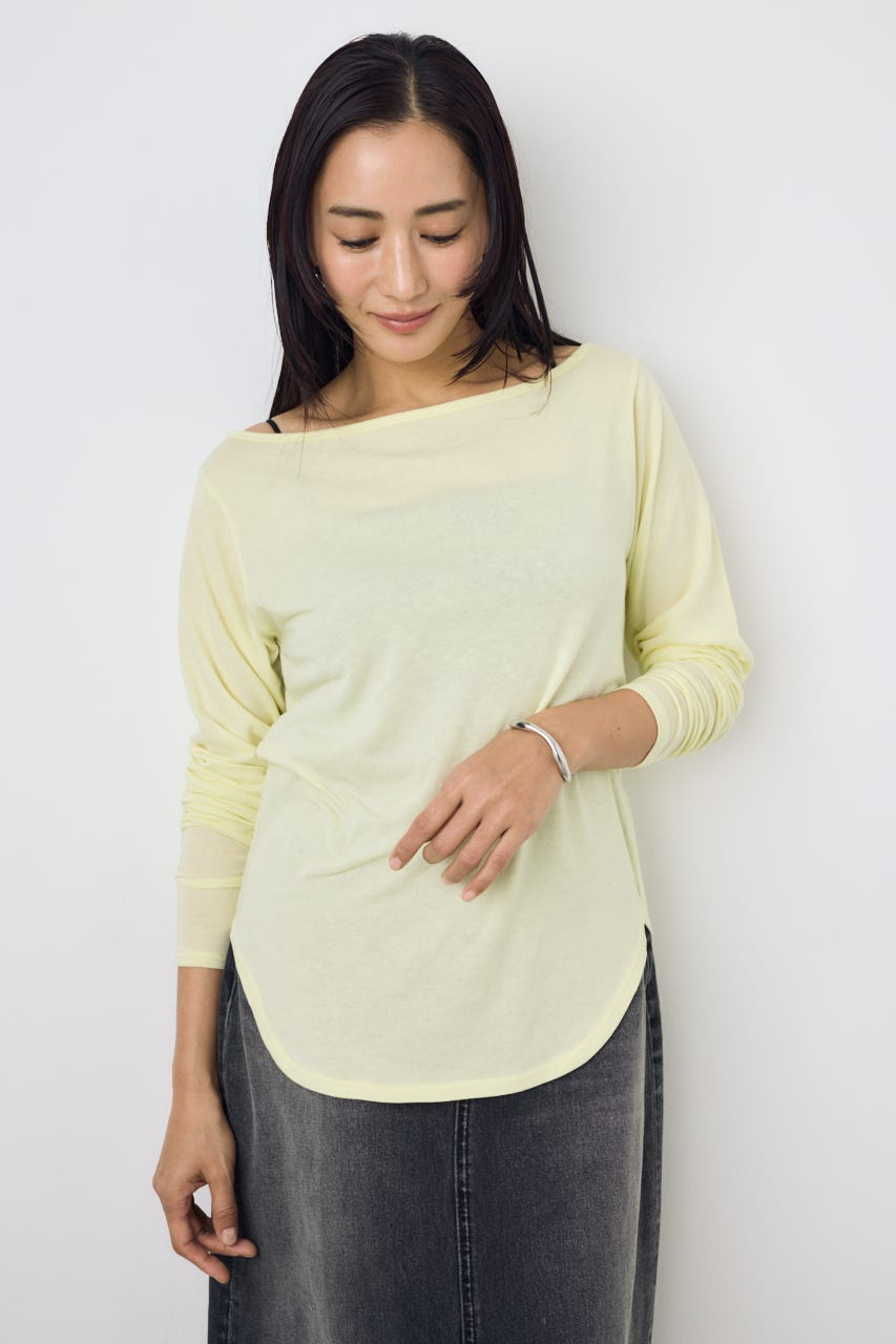 シアーカットオフショルトップス L/YEL S