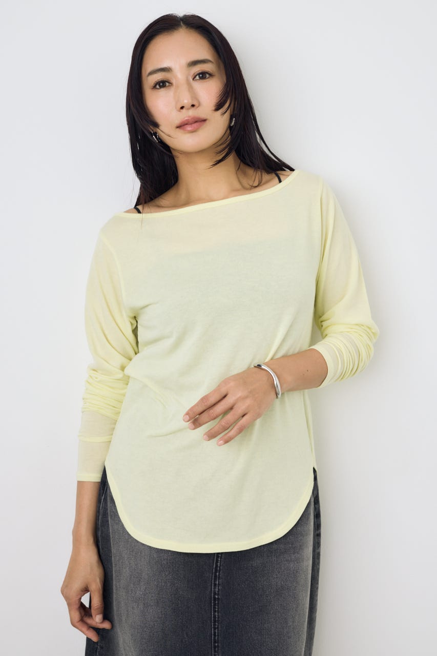 シアーカットオフショルトップス L/YEL S