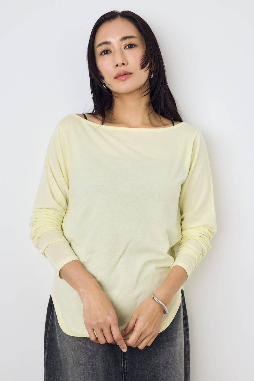 シアーカットオフショルトップス L/YEL S