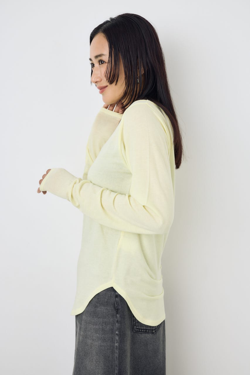 シアーカットオフショルトップス L/YEL S