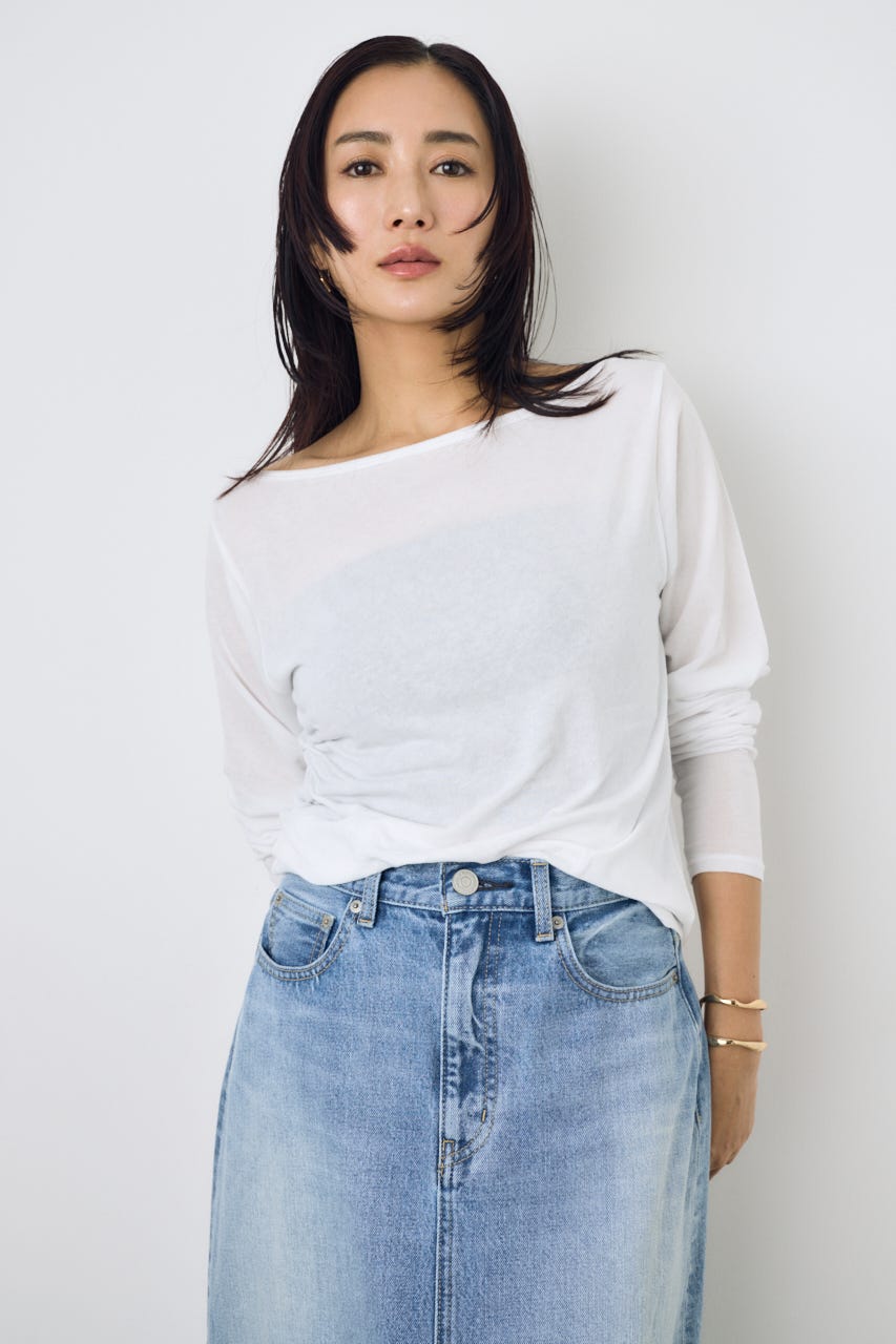 シアーカットオフショルトップス O/WHT S