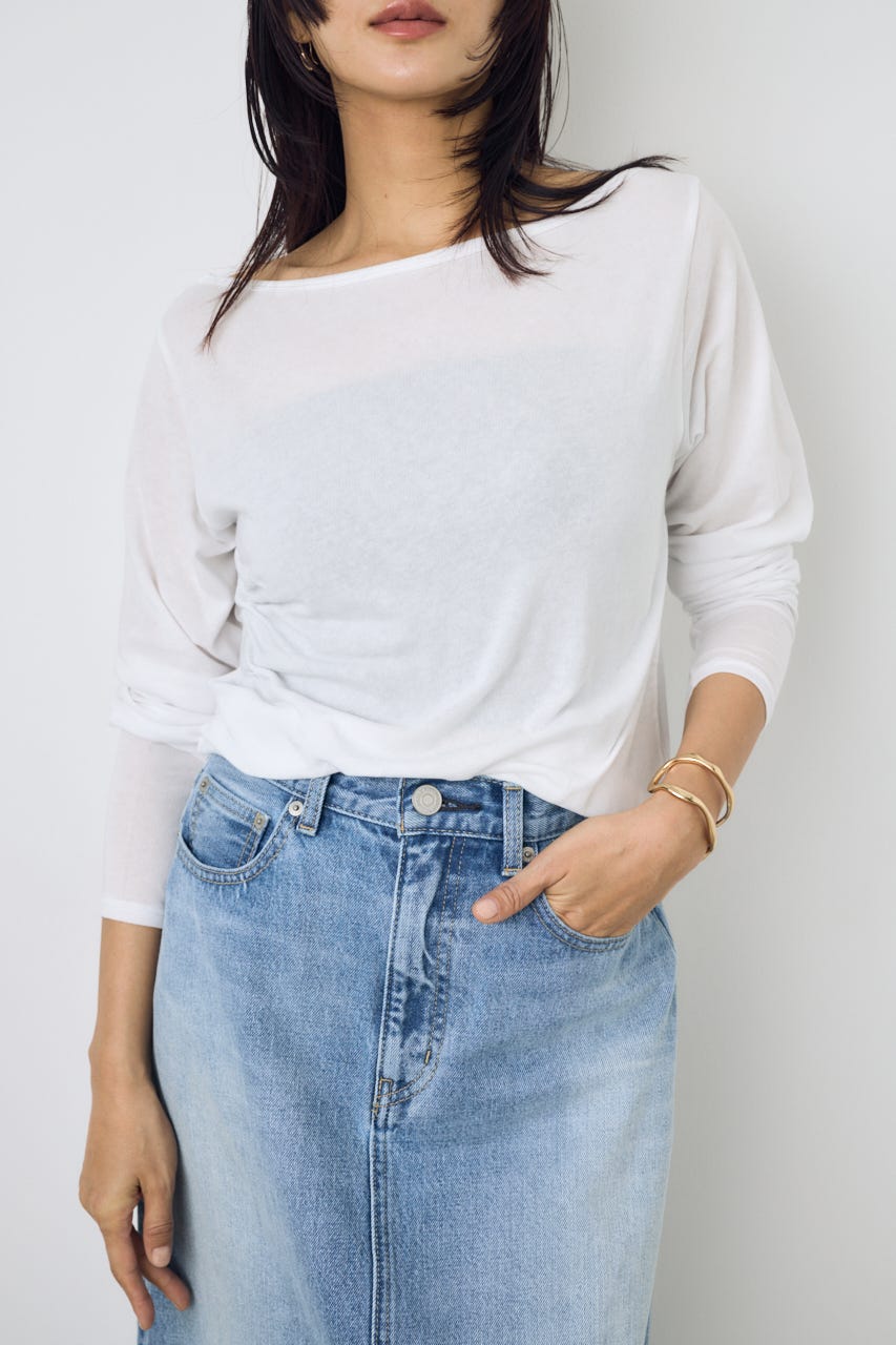 シアーカットオフショルトップス O/WHT S