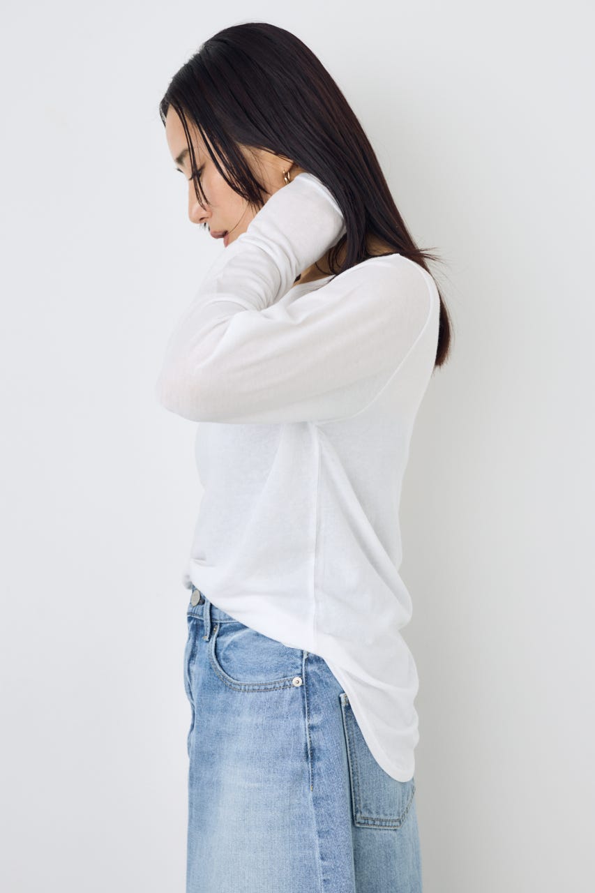 シアーカットオフショルトップス O/WHT S