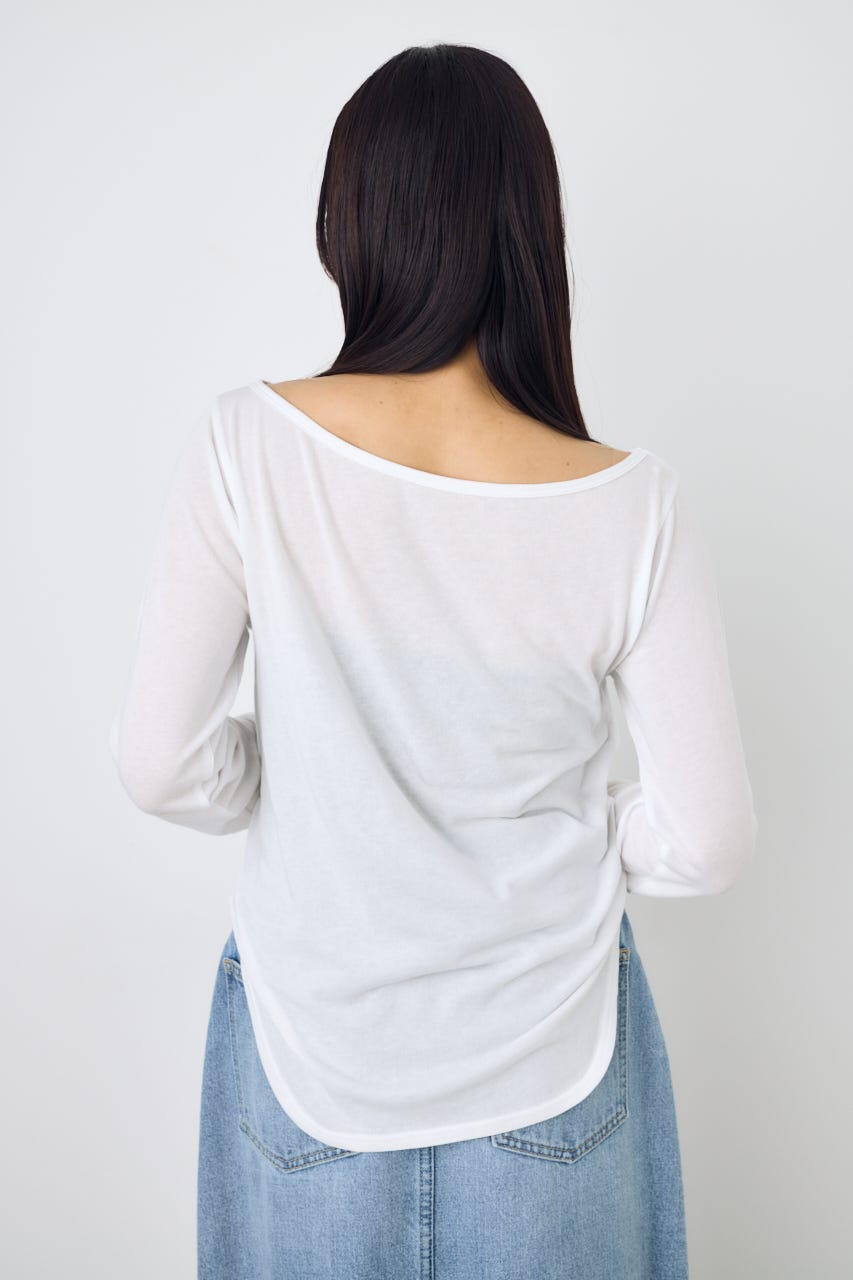 シアーカットオフショルトップス O/WHT S