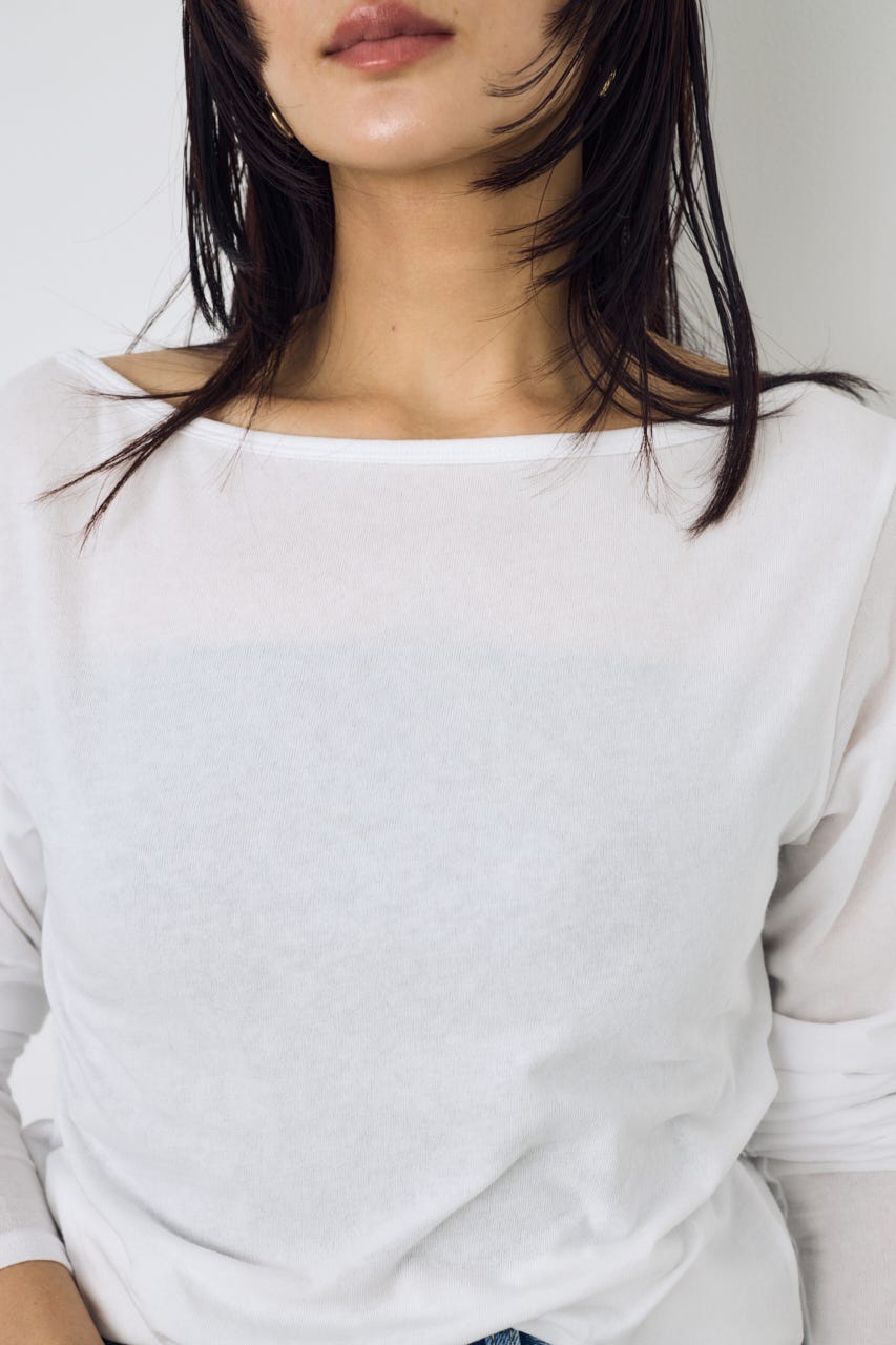 シアーカットオフショルトップス O/WHT S