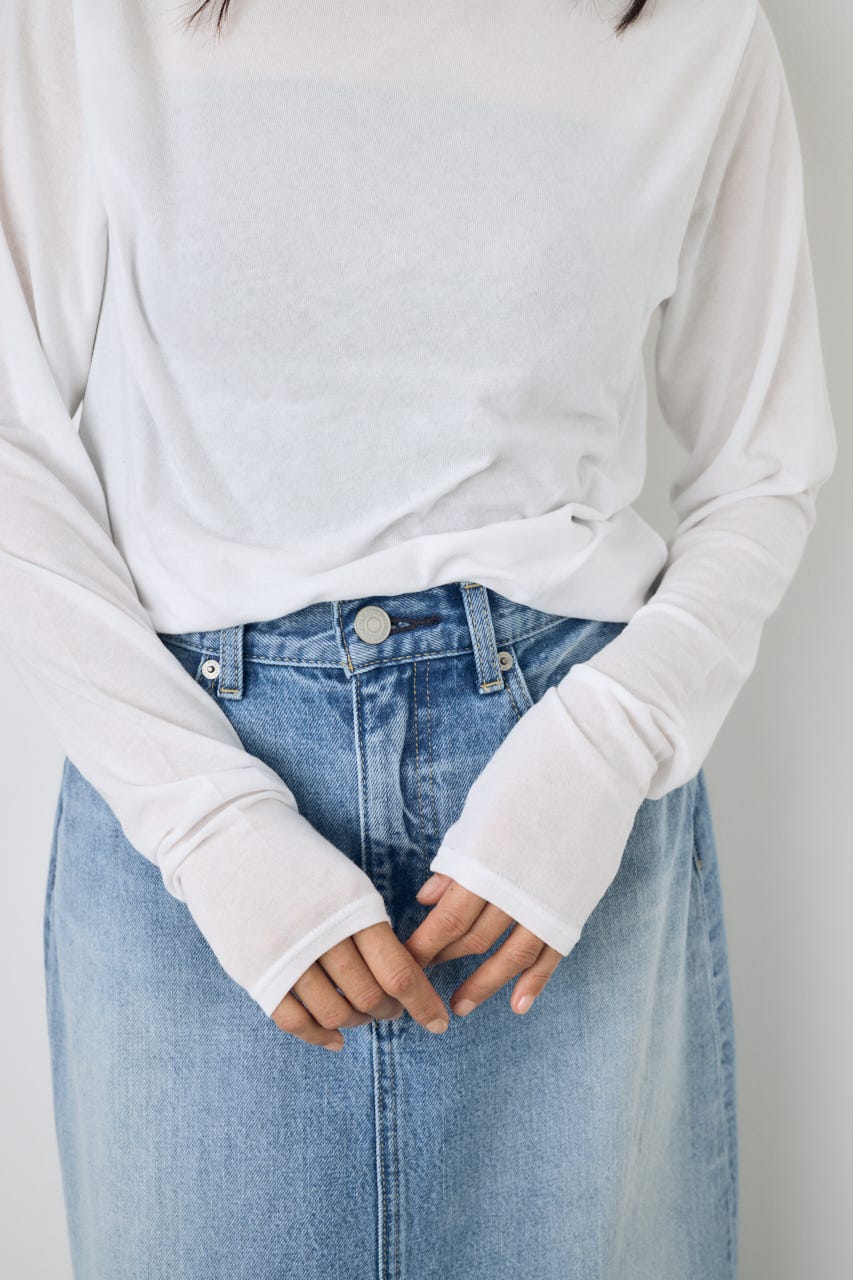 シアーカットオフショルトップス O/WHT S