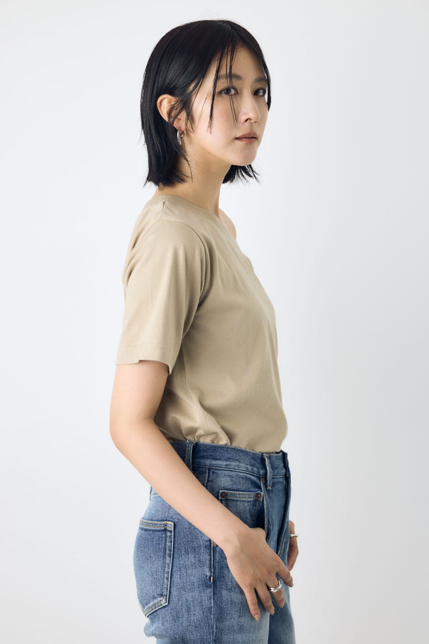 【接触冷感】ワンショルダーカットトップス BEG S