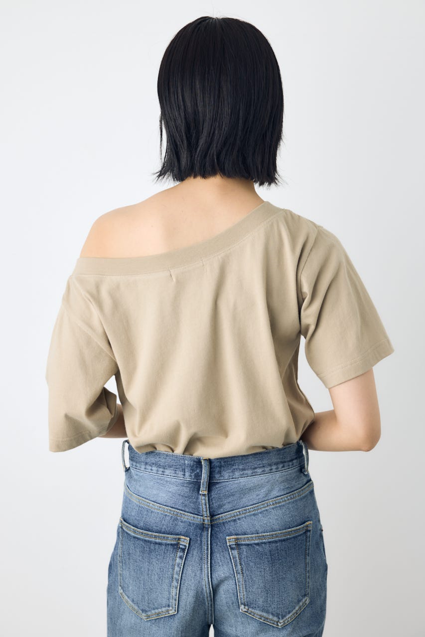 【接触冷感】ワンショルダーカットトップス BEG S
