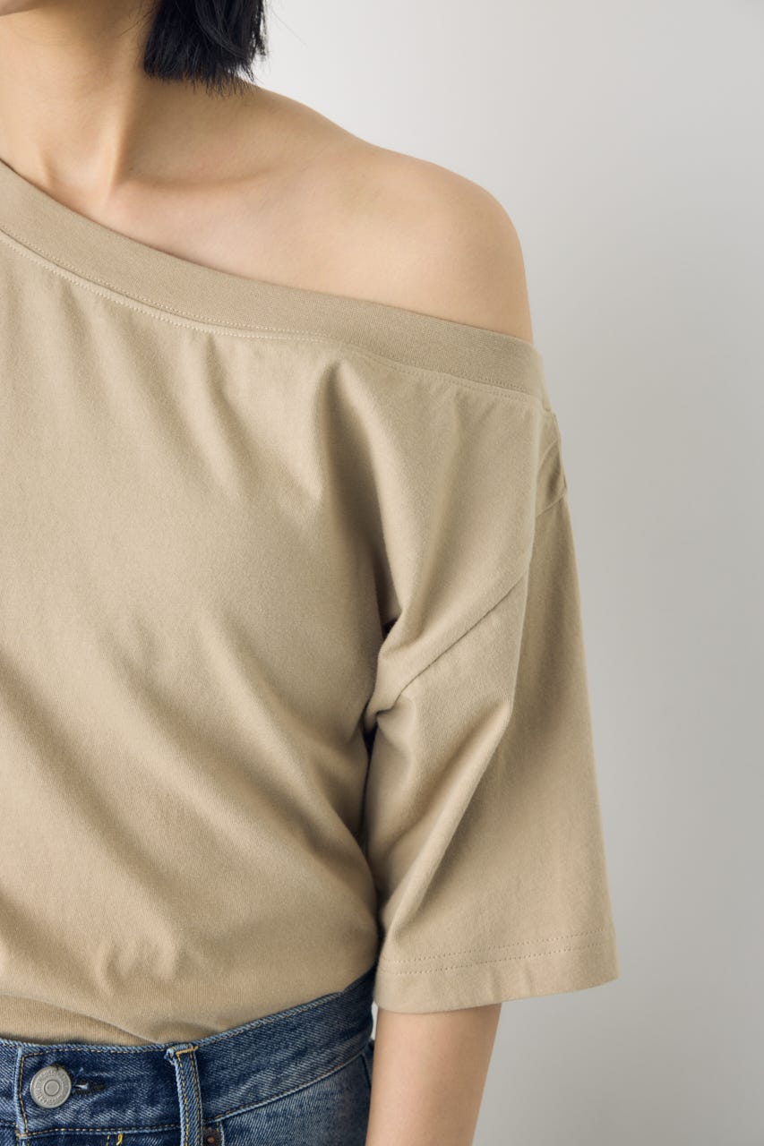 【接触冷感】ワンショルダーカットトップス BEG S