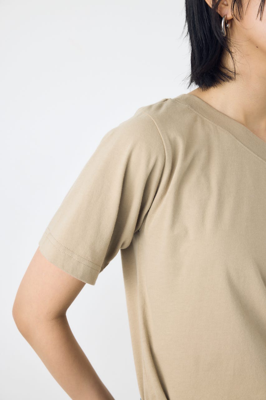 【接触冷感】ワンショルダーカットトップス BEG S