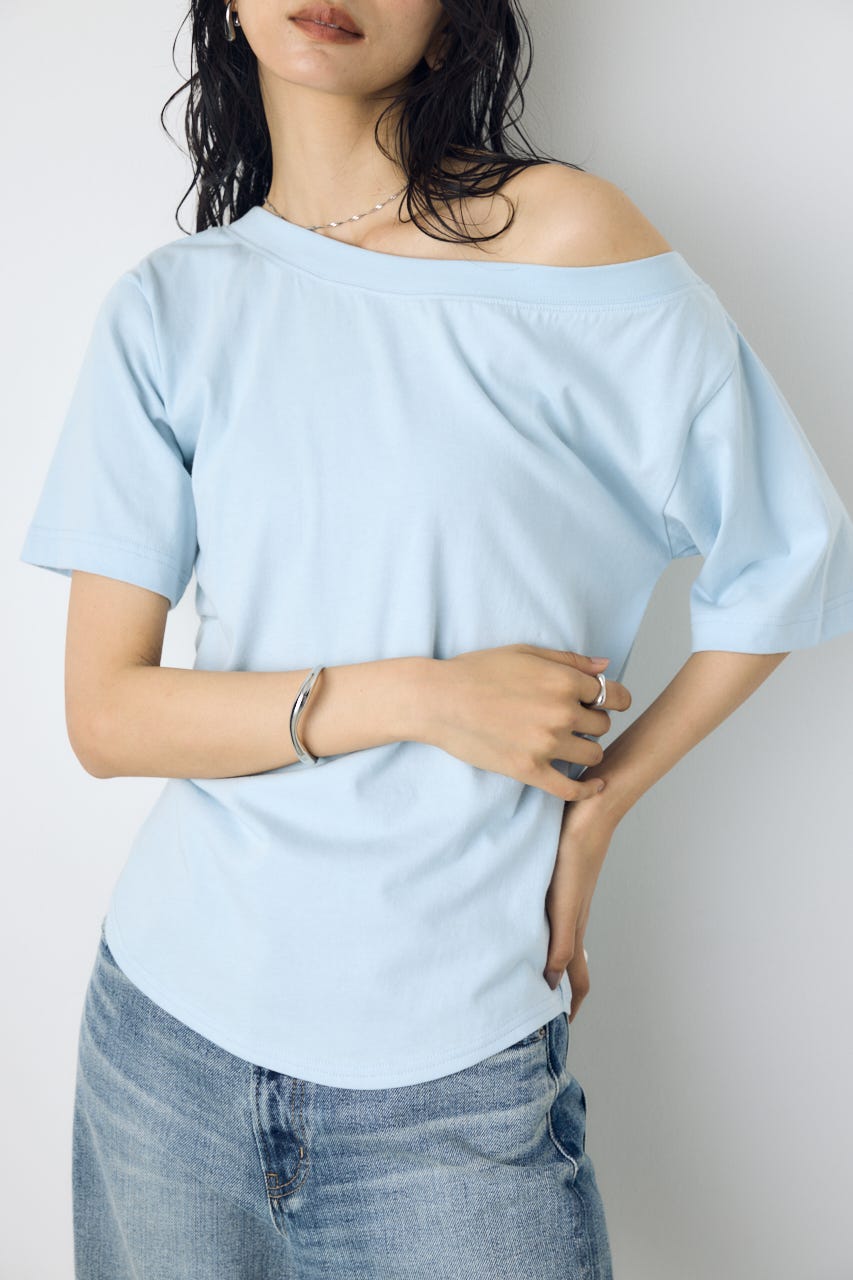 【接触冷感】ワンショルダーカットトップス L/BLU M