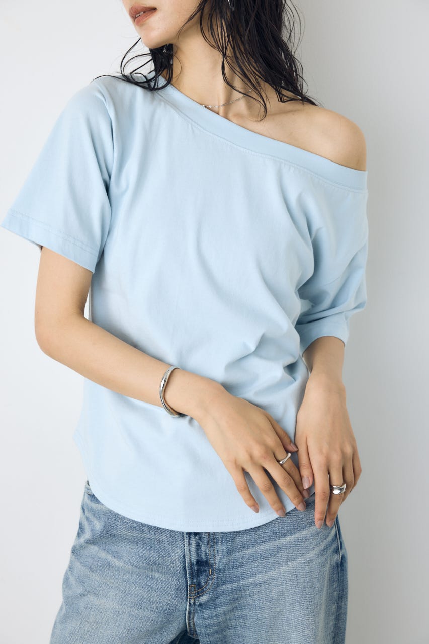 【接触冷感】ワンショルダーカットトップス L/BLU M