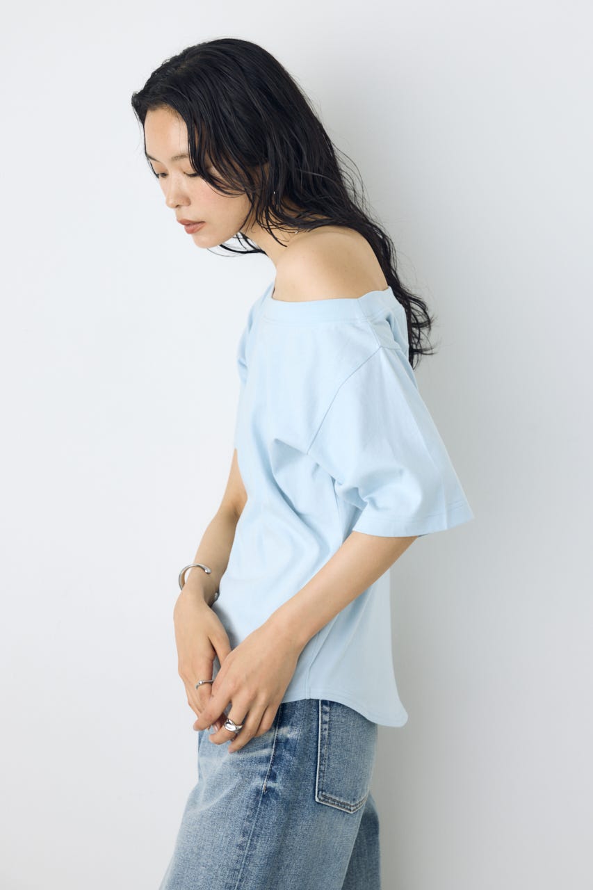 【接触冷感】ワンショルダーカットトップス L/BLU M
