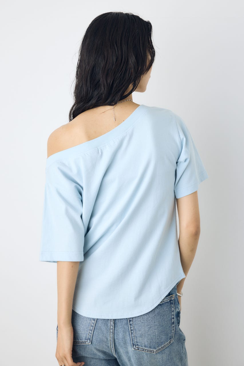 【接触冷感】ワンショルダーカットトップス L/BLU M