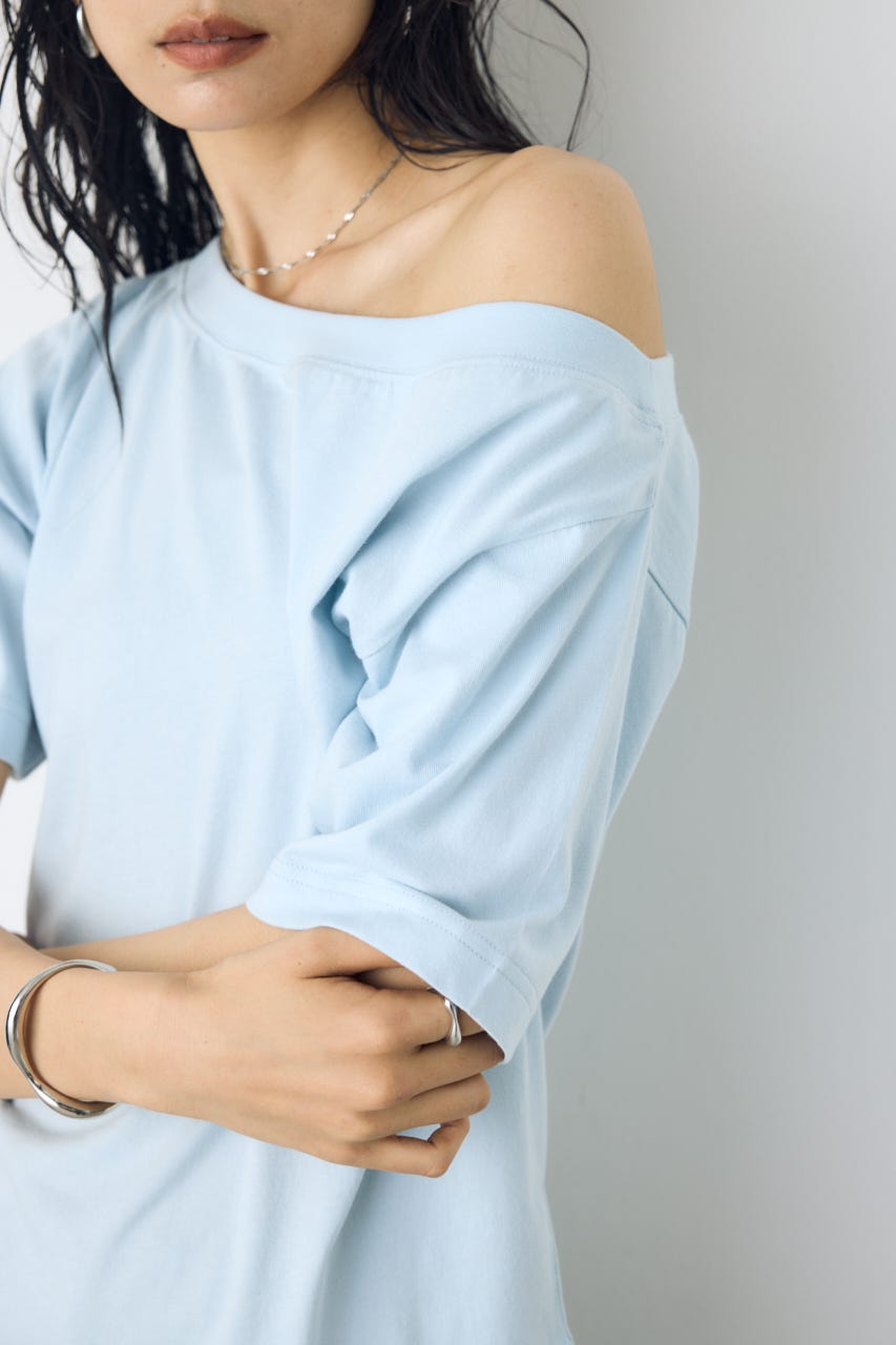 【接触冷感】ワンショルダーカットトップス L/BLU M