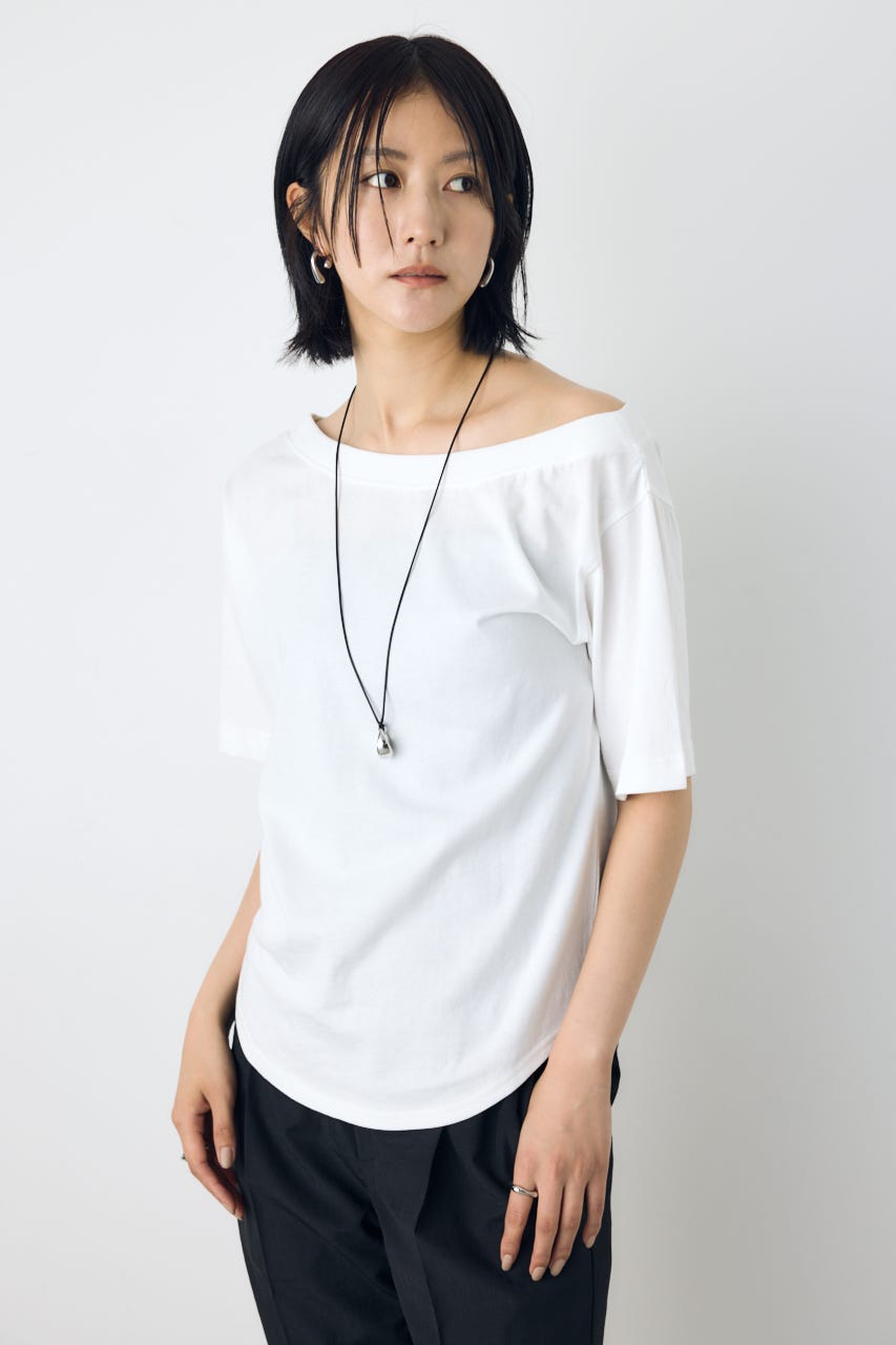 【接触冷感】ワンショルダーカットトップス O/WHT M