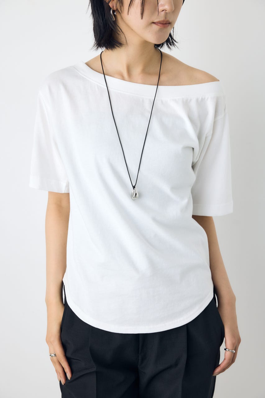 【接触冷感】ワンショルダーカットトップス O/WHT M