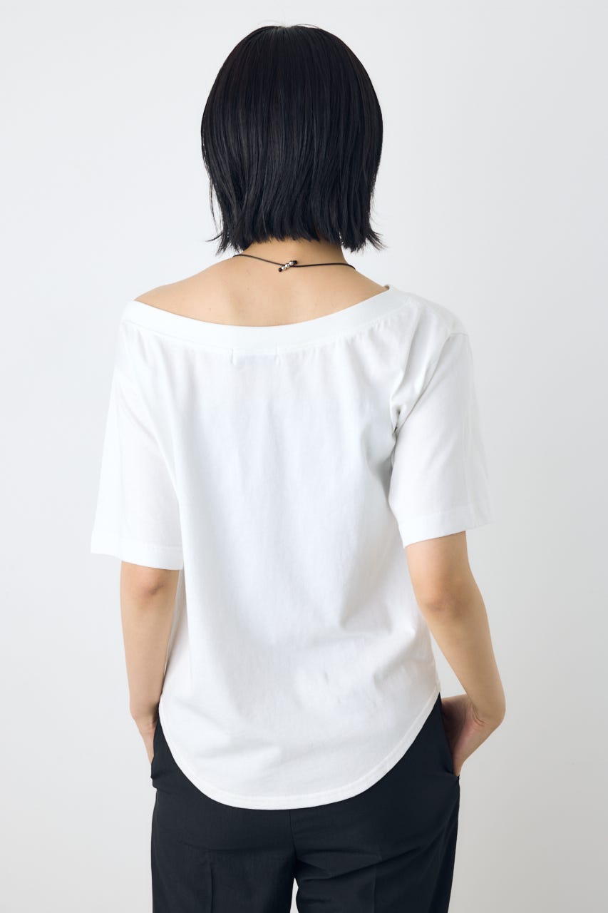 【接触冷感】ワンショルダーカットトップス O/WHT M