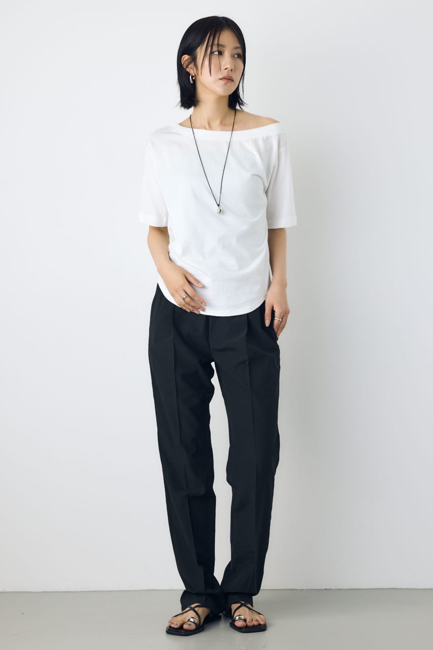【接触冷感】ワンショルダーカットトップス O/WHT M